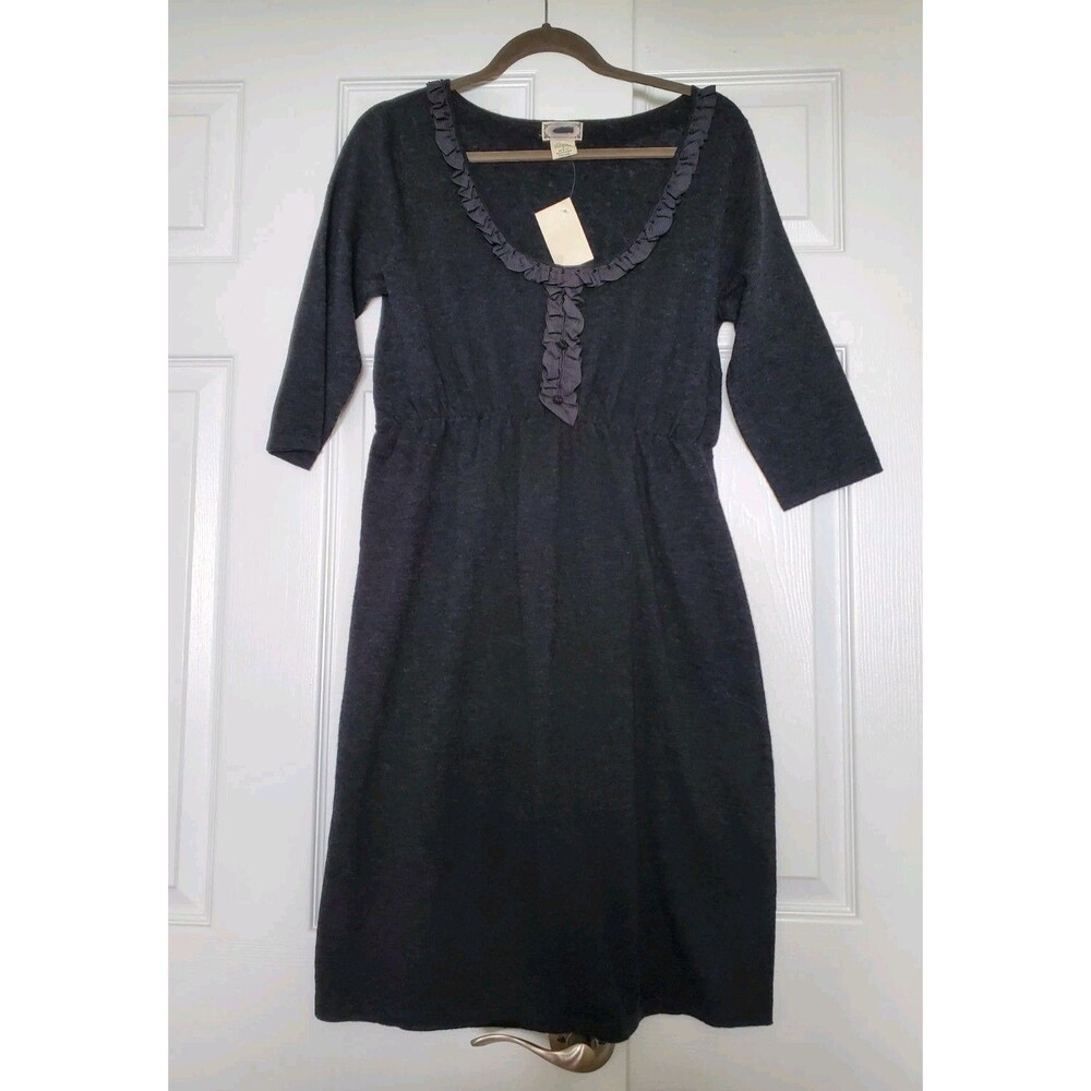 NWOT Vintage Viola Anthropologie Gray Wool Cashmere Med Sweater Dress Trad Wife